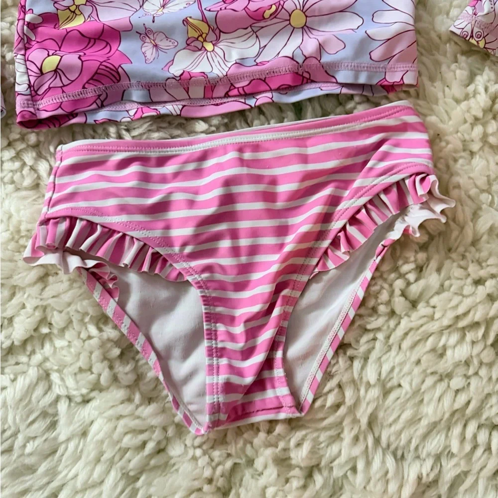 Floral Long Sleeve Kids Swim Set
